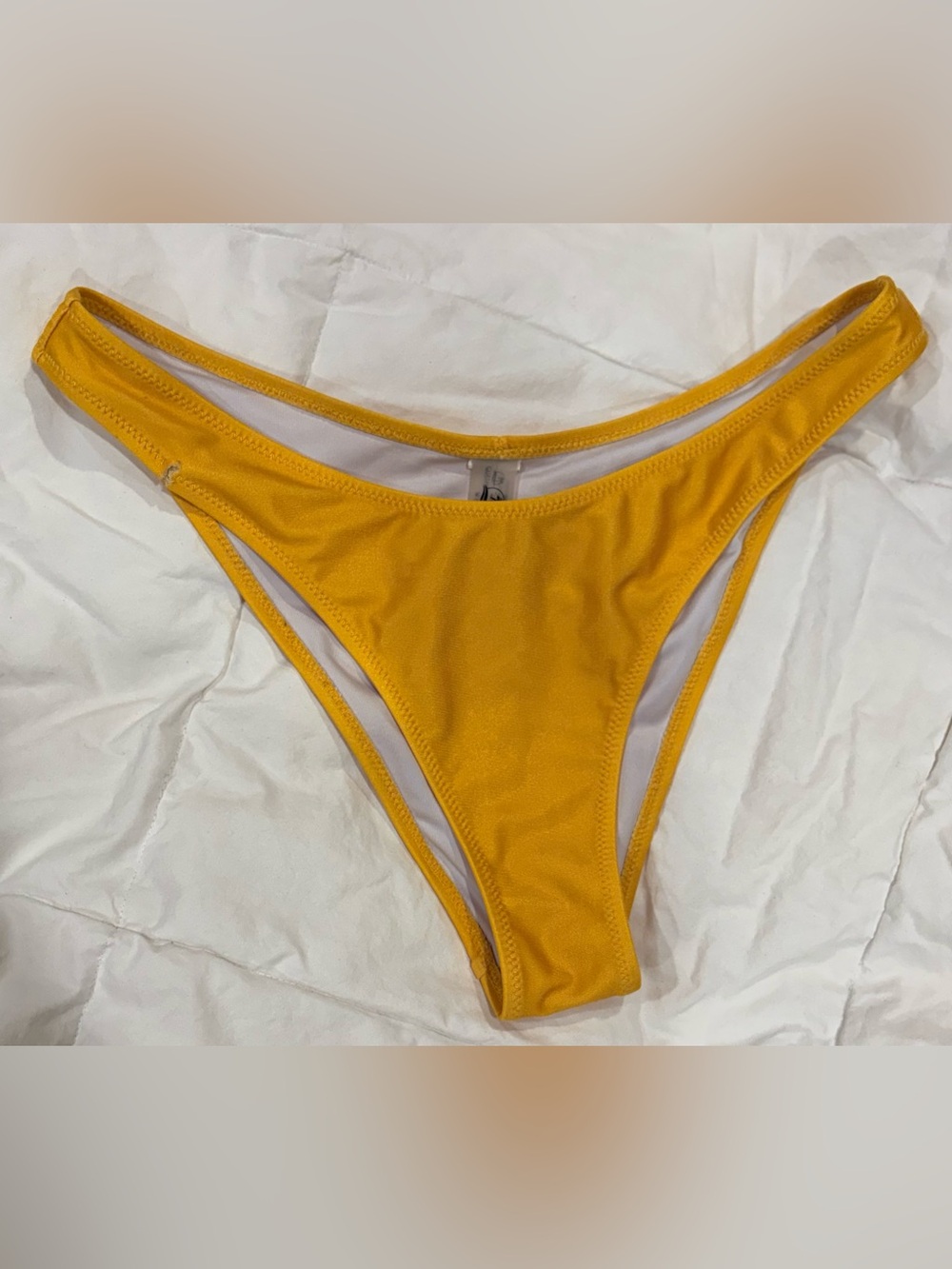 Cupshe Yellow Ruched Cheeky Bikini Bottoms Size Small